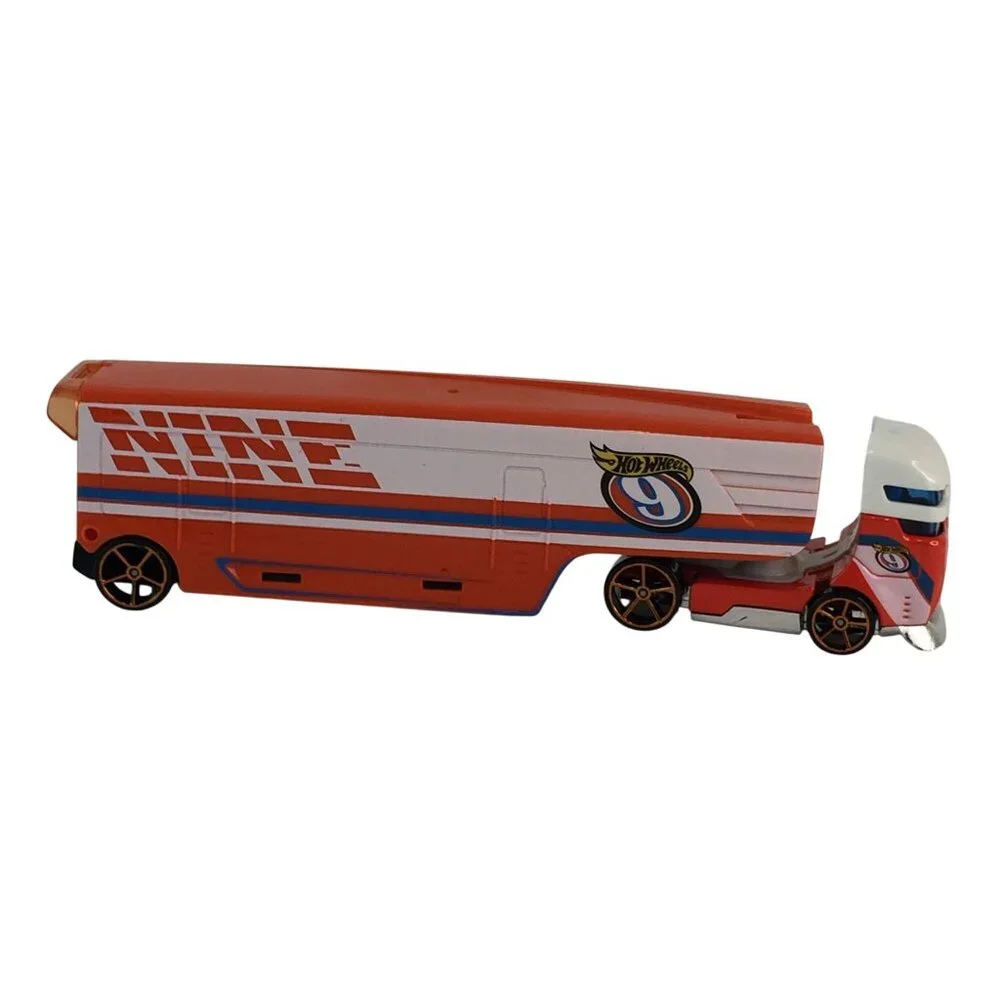 Hot Wheels Speedway Hauler 9‎ Nine Semi Trucks & Race Cars Blue Orange
